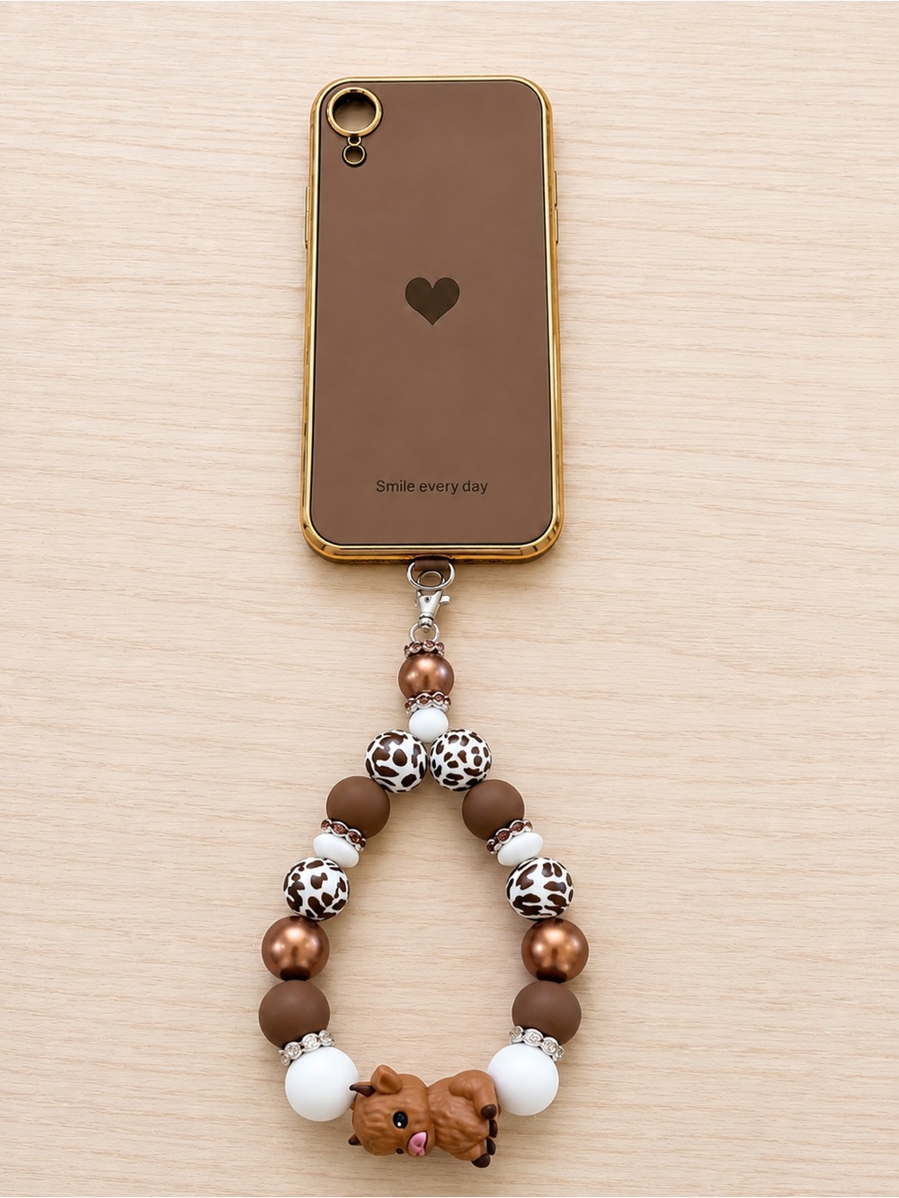Highland Cow Cellphone Beaded Wrist Strap